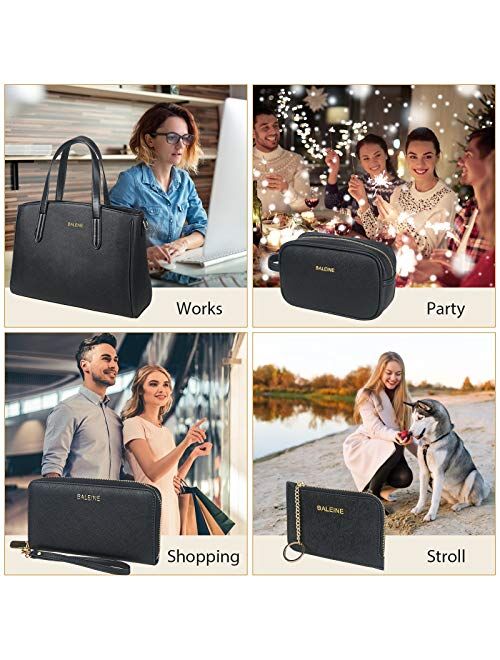 BALEINE 5 Pcs Handbag Set, Womens Handbags with Shoulder Bags, Small purse, Wallet, Cosmetic Hand Bag and Card Holder