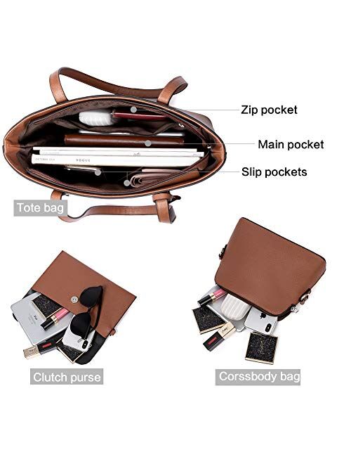 BROMEN Handbags for Women Fashion Tote Bags Shoulder Bag Top Handle Satchel Purse Set 3pcs