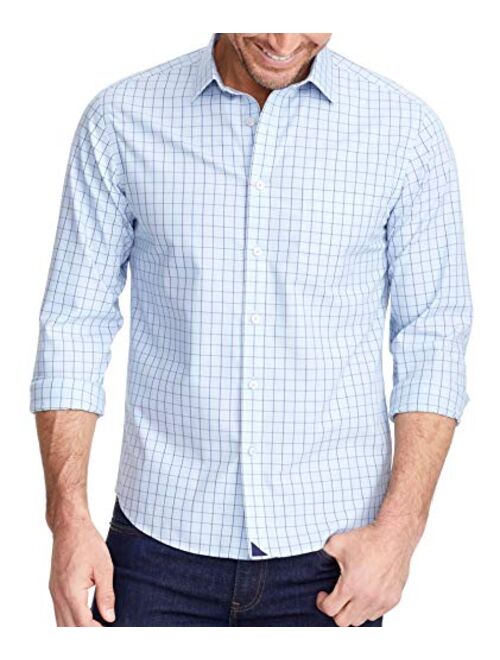 UNTUCKit Stellenbosch Wrinkle Free - Untucked Shirt for Men, Long Sleeve, Blue, Medium, Slim Fit
