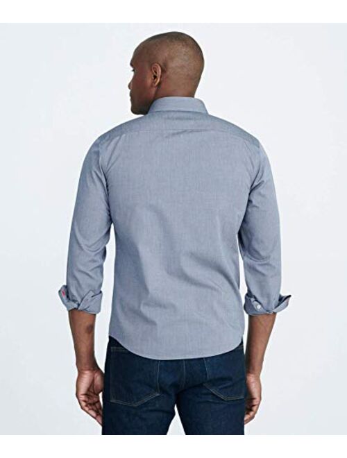 UNTUCKit Pio Cesare - Untucked Shirt for Men Long Sleeve, Wrinkle-Free, Solid Navy