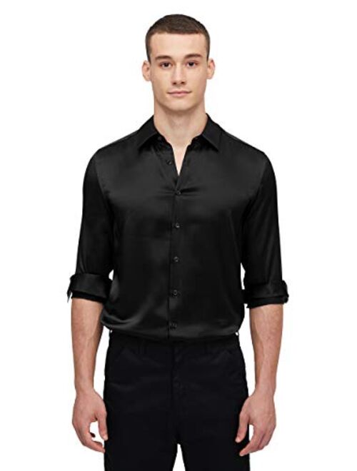 Buy LilySilk Silk Dress Shirt for Men Basic Formal Long Sleeves Pure ...