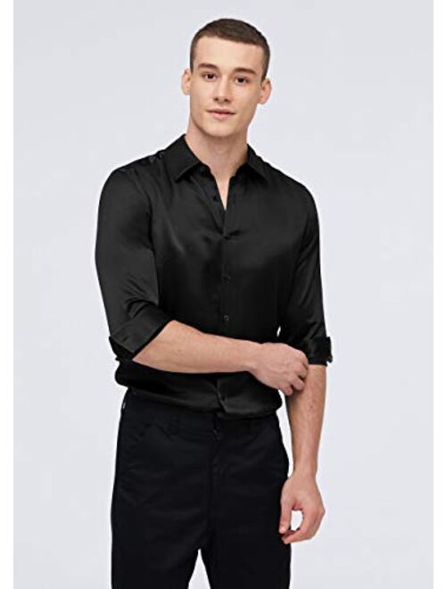 LilySilk Silk Dress Shirt for Men Basic Formal Long Sleeves Pure Mulberry Silk