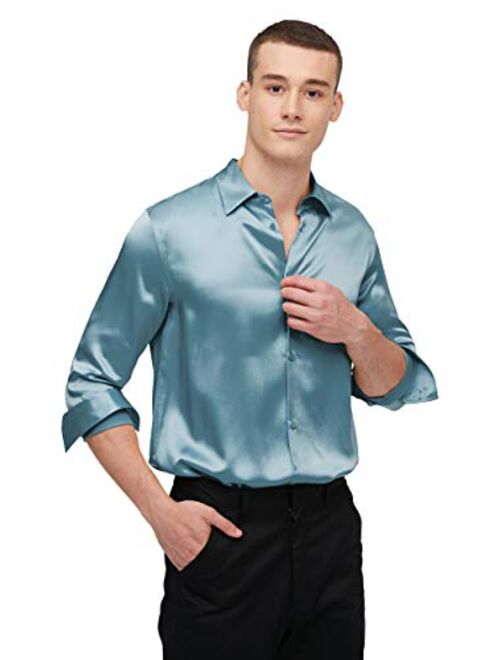 Buy LilySilk Silk Dress Shirt for Men Basic Formal Long Sleeves Pure ...