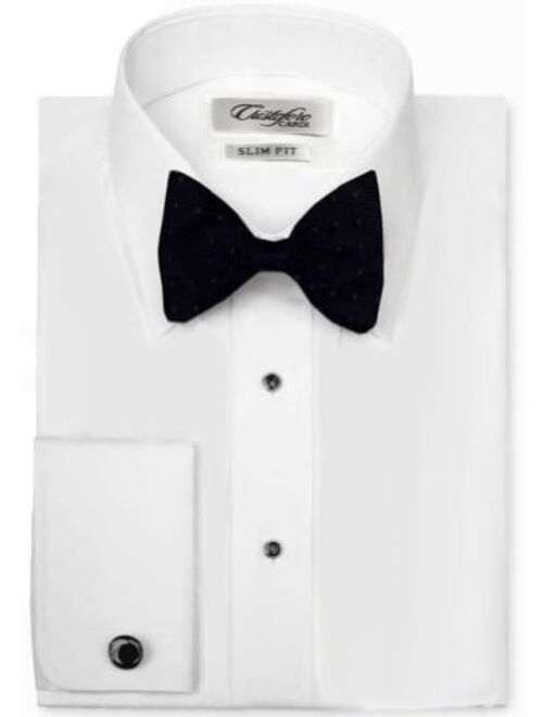 Cardi Men's 100% Cotton Laydown Collar Fitted Tuxedo Shirt
