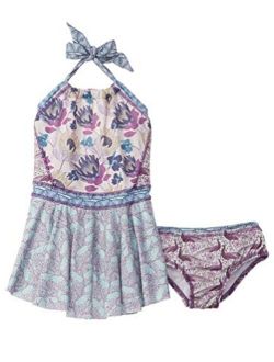 Girls Purple Reign Floral Print Crop Tankini 2 Pc Swimsuit
