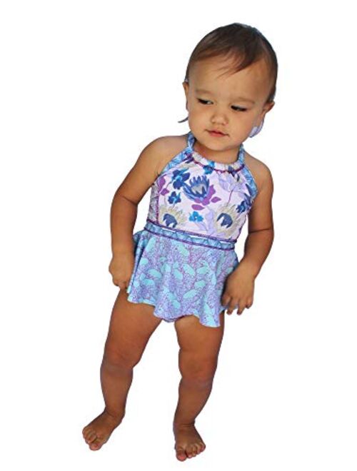 Azul Girls Purple Reign Floral Print Crop Tankini 2 Pc Swimsuit
