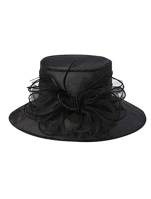 F FADVES Ladies Sun Hat Wedding Church Kentucky Derby Hats Wide Brim Hats