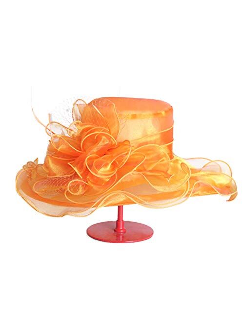 F FADVES Women's Organza Church Kentucky Derby Fascinator Bridal Veil Tea Party Wedding Hat