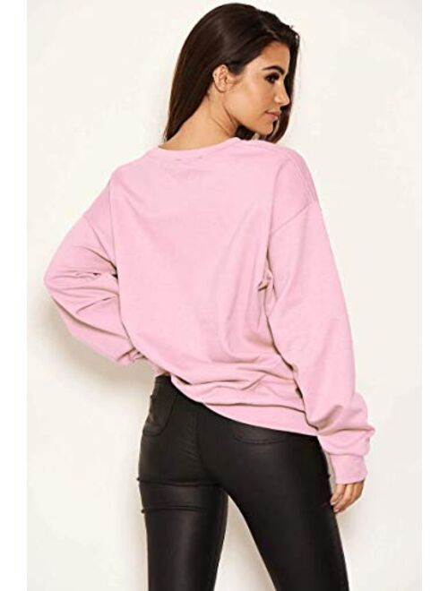 HeSaYep Women's Oversized Sweatshirt Crewneck Boyfriend Long Sleeve Pullover Letter Graphic Jumper