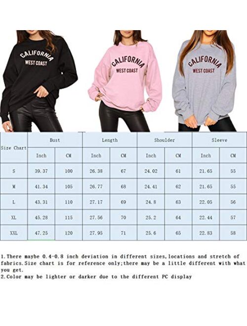HeSaYep Women's Oversized Sweatshirt Crewneck Boyfriend Long Sleeve Pullover Letter Graphic Jumper