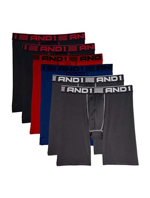 AND1 Assorted 9" Inseam 6 Pack ProPlatinum Performance Boxer Briefs