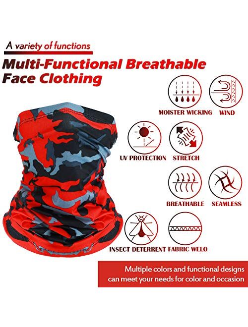 SATINIOR Summer Neck Gaiter Sun Protection Neck Gaiter Scarf UV Protection Balaclava Face Clothing for Outdoor Cycling Running Hiking Fishing Motorcycling (Black and Camo