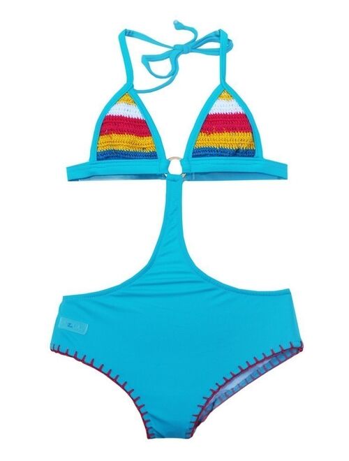 Azul Girls Turquoise Hippie Hippie Shake Crochet Monokini Swimsuit