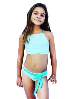 Little Girls Aqua Breakfast At Tiffany's High Top Bikini 2 Pc Swimsuit