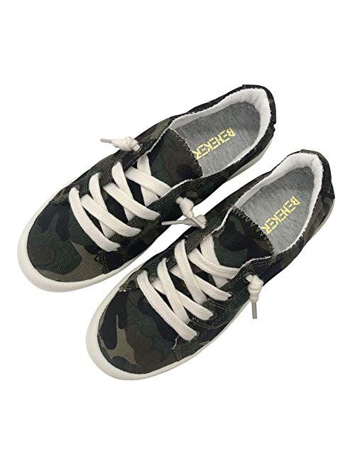 Women’s Slip-On Canvas Sneaker Fashion Low Top Casual Shoes Lace up Classic Walking Shoes