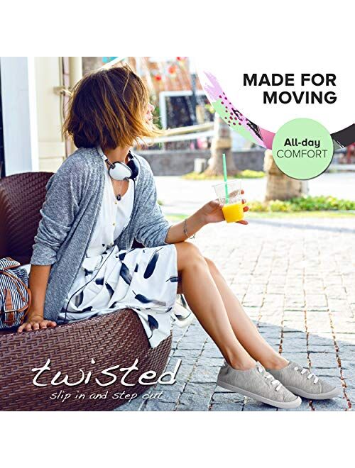 Twisted Andrea Fashion Sneakers for Women | Low-Rise, Comfortable Round Toe Ladies Lace Shoes with Elastic Back