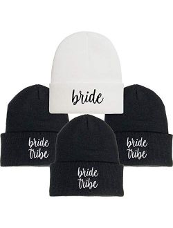 Funky Junque Womens Bride Beanie Warm Knit Embroidered Bride Tribe Skull Cap Hat