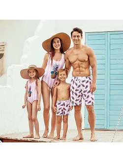 IFFEI Family Matching Swimsuit Pineapple Printed Striped Monokini One Piece Bathing Suit Beach Wear