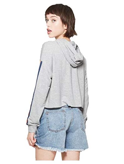 Wild Fable Women's Striped Cropped Rainbow Placed Hoodie - Heather Gray -