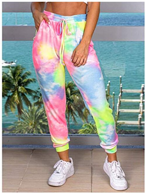 PUWEI Unisex's 3D Printed Cuffed Tie Dye Loose Jogger Sweatpants Lounge Pants