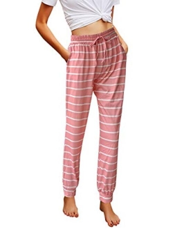 Hibluco Women's Comfy Pajamas Pants Loose Drawstring Lounge Pants Casual Joggers