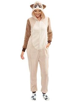 Grumpy Cat Women's Soft Fleece Union Suit Pajama Matching Minky Socks Gift Set