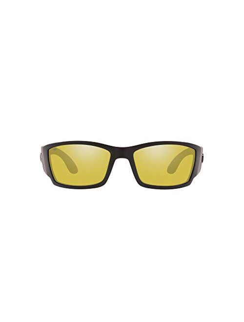 Costa Del Mar Men's Corbina Polarized Rectangular Sunglasses, Silver/Grey Blue Mirrored Polarized-580G, 62 mm