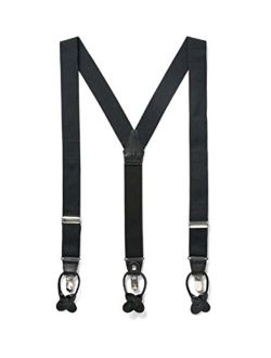 JJ SUSPENDERS Tuxedo Suspenders for Men with Leather Detailing & Interchangeable Clips