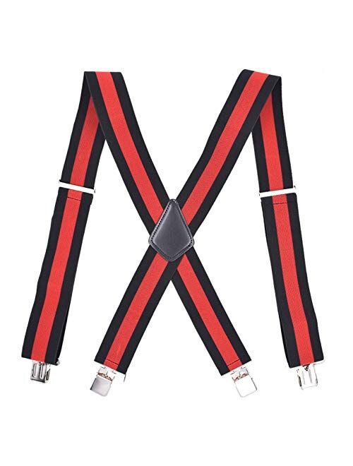 KDOAE Men's Suspenders Adjustable Elastic Men Braces Heavy Duty X-Back Wide Suspenders for Men Adjustable Size (Color : Red, Size : One Size)