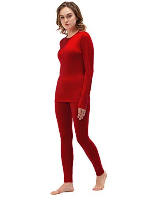 Womens 100% Merino Wool Thermal Underwear Long John Set Base Layer Top and Bottom Warm Winter