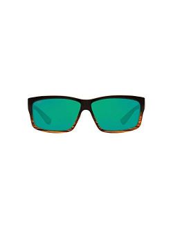 Men's Cut Polarized Rectangular Sunglasses, Coconut Fade/Copper Green Mirrored Polarized-580G, 60 mm