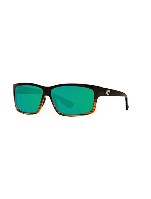 Costa Del Mar Men's Cut Polarized Rectangular Sunglasses, Coconut Fade/Copper Green Mirrored Polarized-580G, 60 mm