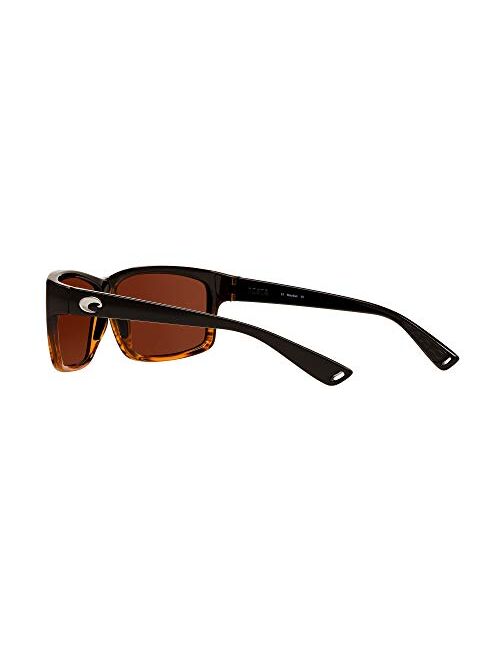Costa Del Mar Men's Cut Polarized Rectangular Sunglasses, Coconut Fade/Copper Green Mirrored Polarized-580G, 60 mm