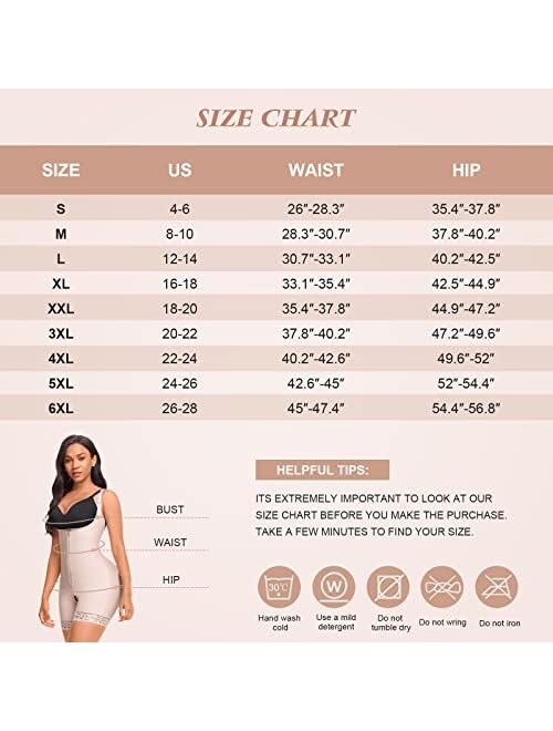 FeelinGirl Shapewear for Women Tummy Control Plus Size Body Shaper for Butt Lifter and Thigh Slimmer Faja