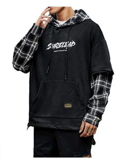 2021 Men’s Patchwork Hoodies Loose Sweatshirts Hiphop Punk Streetwear Casual Pullover