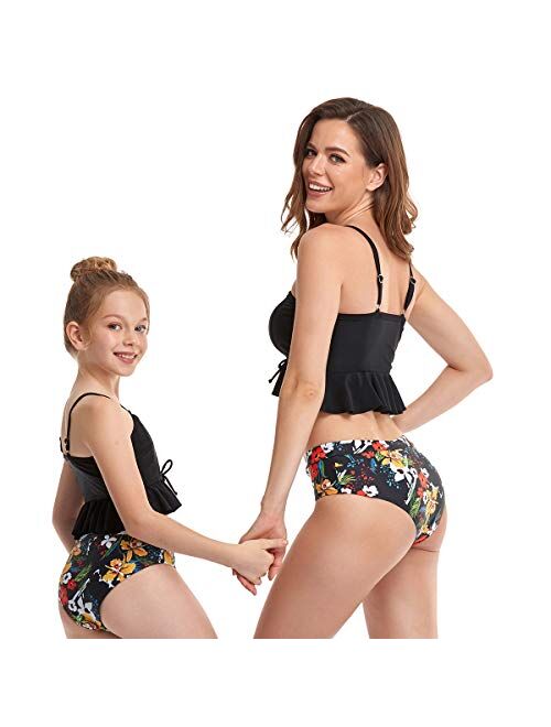 Mommy and Me Swimsuits Family Swimsuits Matching Set Mom Girls Bathing Suit Two Piece Swimsuits for Women