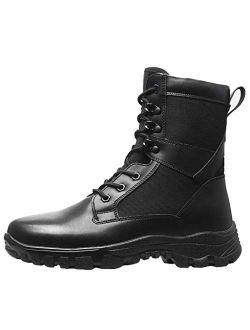DFGRFN Tactical Boots Men's Work Ultralight Safety Waterproof Trainers Shoes High Top Walking Climbing Sneakers Black,Black-43