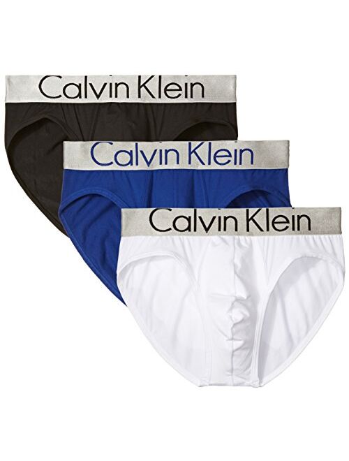Calvin Klein Men's Steel Micro Hip Briefs, Black/Dark Midnight/White, Small