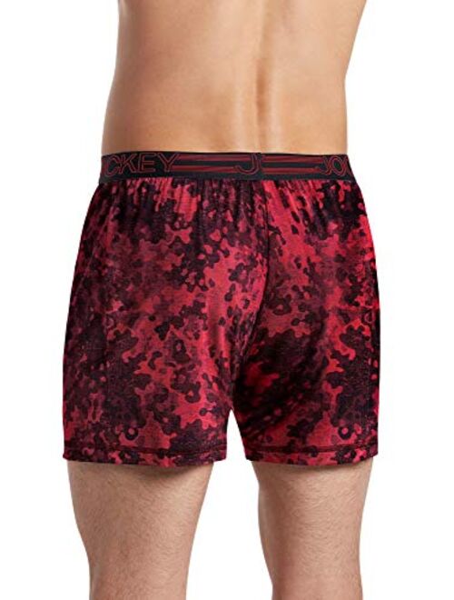 Jockey Men's Underwear Active Microfiber Boxer, Textured Red Camo, s
