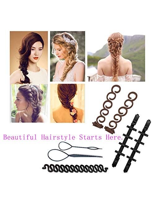 Lintian 17 Pieces Twist Plait Hair Braiding Hairdressing Tools，Topsy Tail Hair Braid French Centipede Braiders，New style Hair Design Styling Tools Accessories
