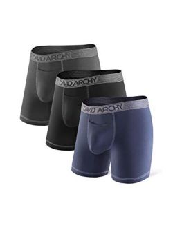 Men's Underwear Ultra Soft Cotton-Modal Blend Fabric Boxer Briefs with Fly Boxer Shorts in 3 Pack