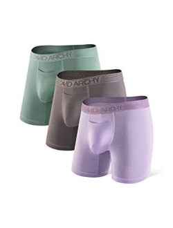 Men's Underwear Ultra Soft Cotton-Modal Blend Fabric Boxer Briefs with Fly Boxer Shorts in 3 Pack
