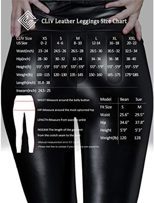 CLIV Faux Leather Leggings for Women Stretchy High Waisted Tights Pants