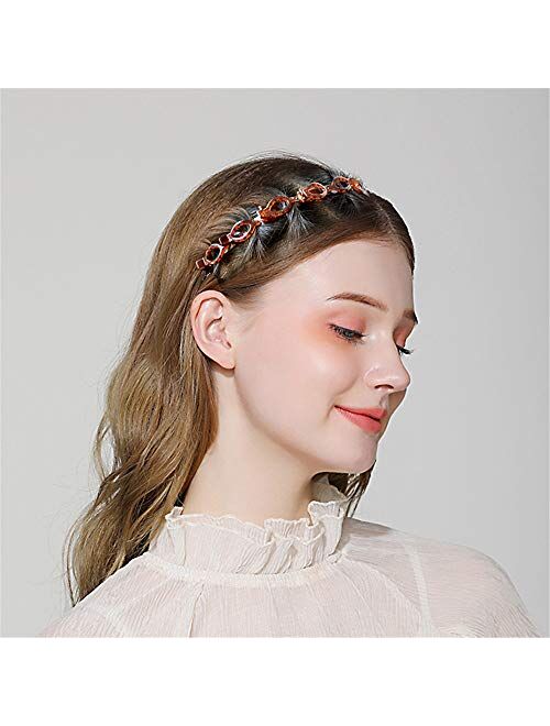 6PCS Double Bangs Hairstyle Hairpin,braided headband clips,double bangs hairband,hairband with clips,Double Layer Twist Plait Headband Hair Styling Tools for Women And Girl.