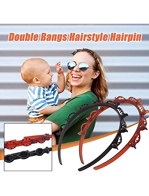 Double Bangs Hairstyle Hairpin Headband Korean Braided Headbands for Women Double Layer Twist Plait Headband Hair Tools Multi-layer hollow woven headband Headband with Al