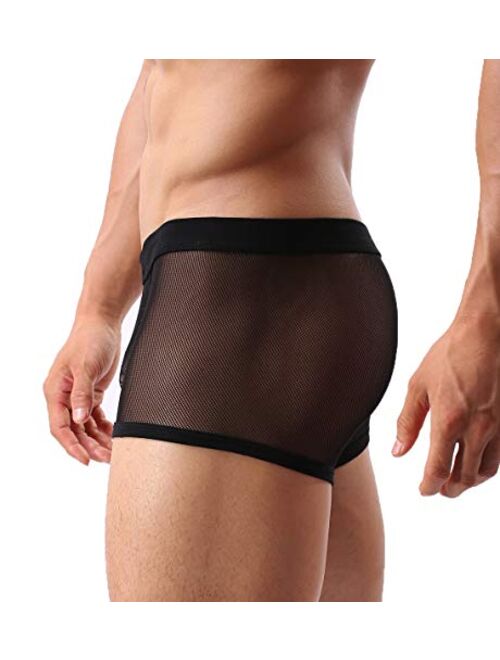 Buy Mens Sexy Underwear Breathable Mesh Boxer Briefs See Through Hollow Lingerie Online Topofstyle
