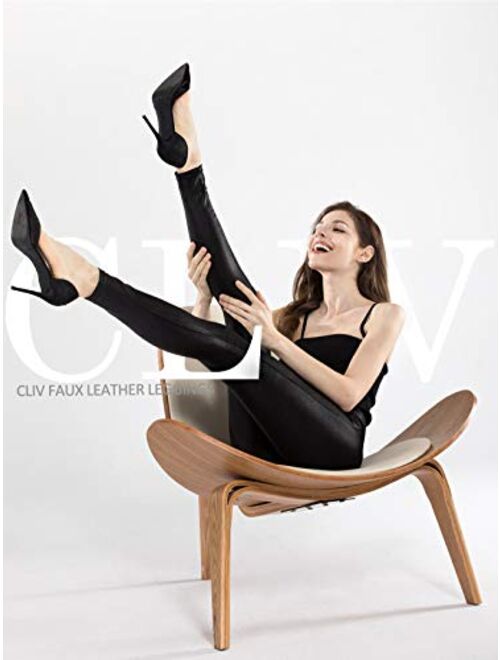 CLIV Women's Faux Leather Leggings Stretch High Waist Yoga Pleather Pants