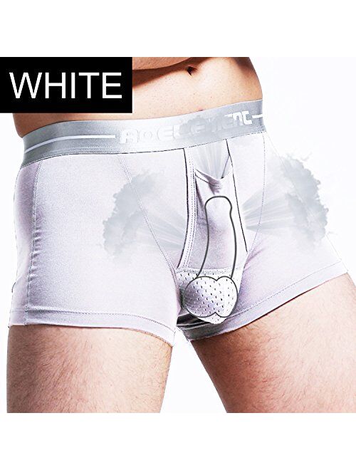 Ouruikia Men's Boxer Briefs Separate Pouch Modal Breathable Boxer Briefs Underwear with Functional Dual Fly