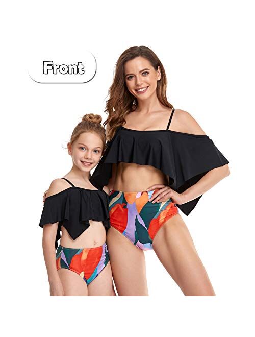 Girls Bathing Suit Swimsuit Mommy Me High Waisted Swimwear One Piece Two Piece