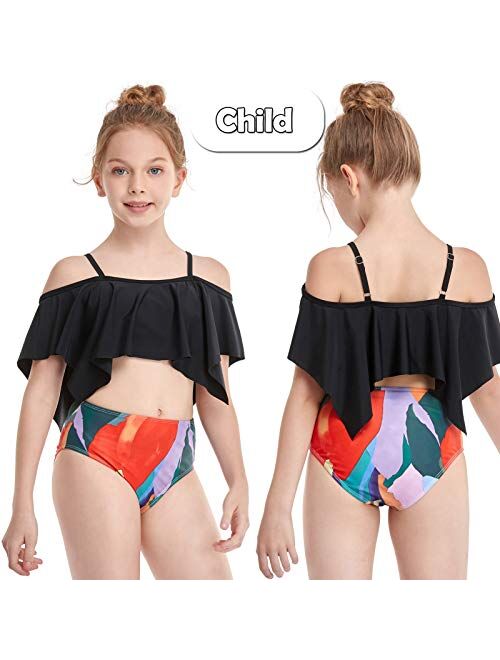 Girls Bathing Suit Swimsuit Mommy Me High Waisted Swimwear One Piece Two Piece